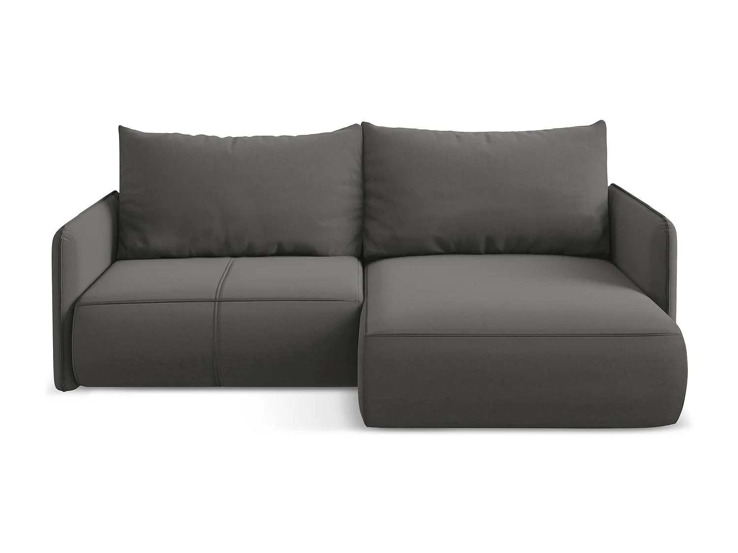 2,5-Sitzer Ecksofa mit Schlaffunktion - Ecke Rechts - Samt - Stahl - NANEA
