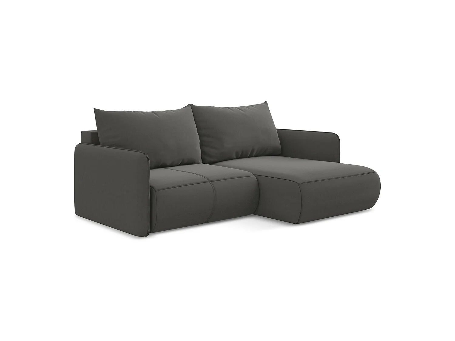 2,5-Sitzer Ecksofa mit Schlaffunktion - Ecke Rechts - Samt - Stahl - PALERMO