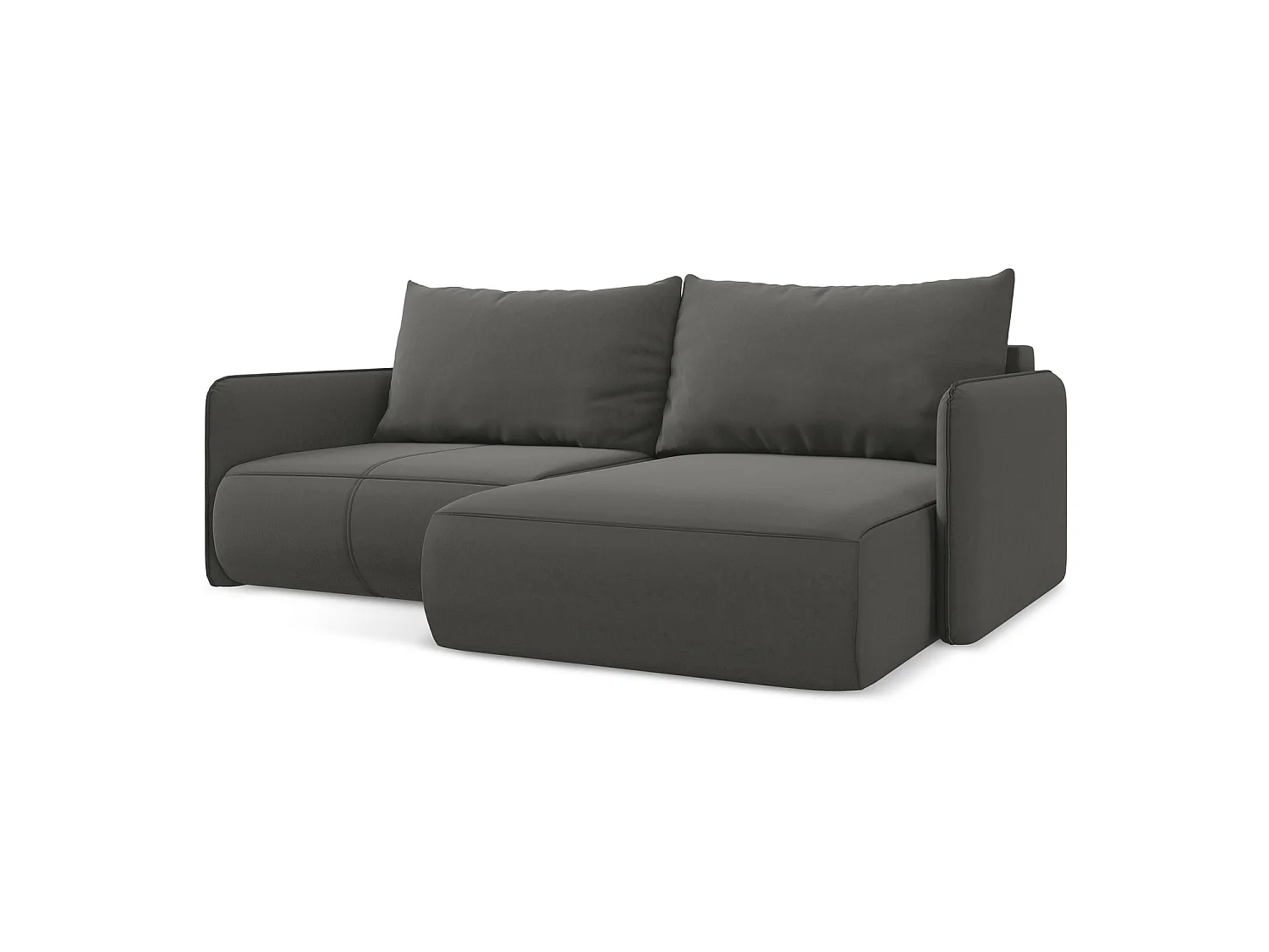 2,5-Sitzer Ecksofa mit Schlaffunktion - Ecke Rechts - Samt - Stahl - PALERMO