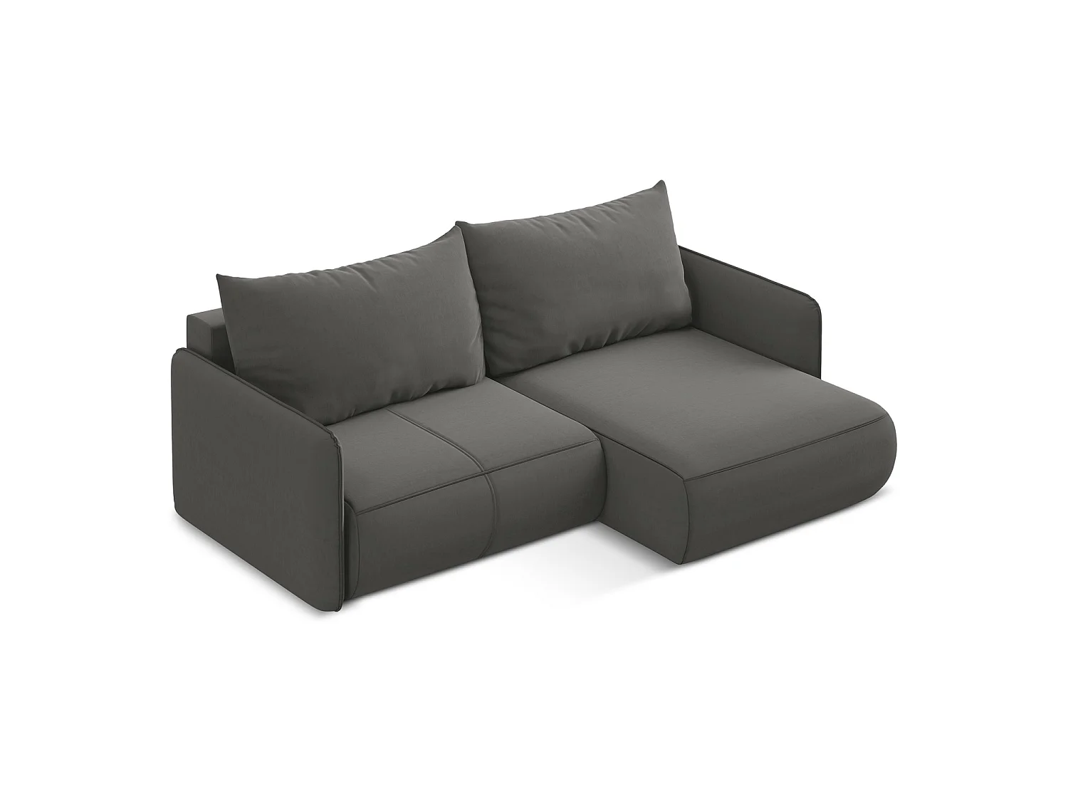 2,5-Sitzer Ecksofa mit Schlaffunktion - Ecke Rechts - Samt - Stahl - PALERMO