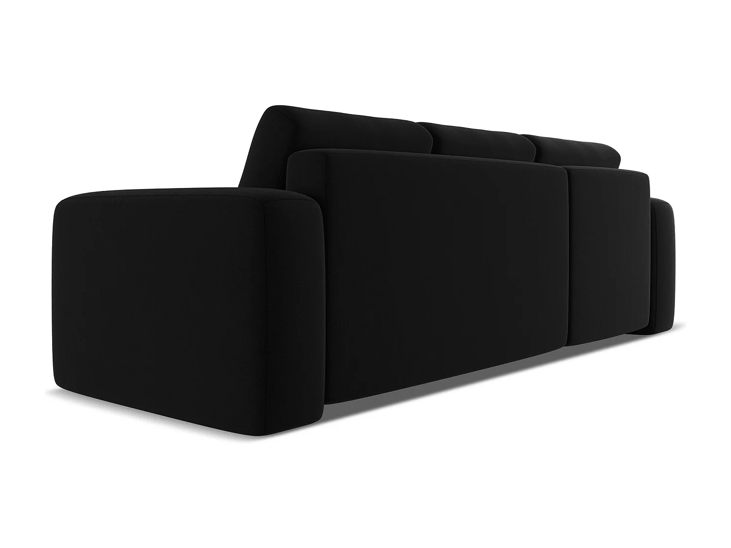 3-Sitzer Ecksofa mit Schlaffunktion - Ecke Links - Samt - Schwarz - KAILA