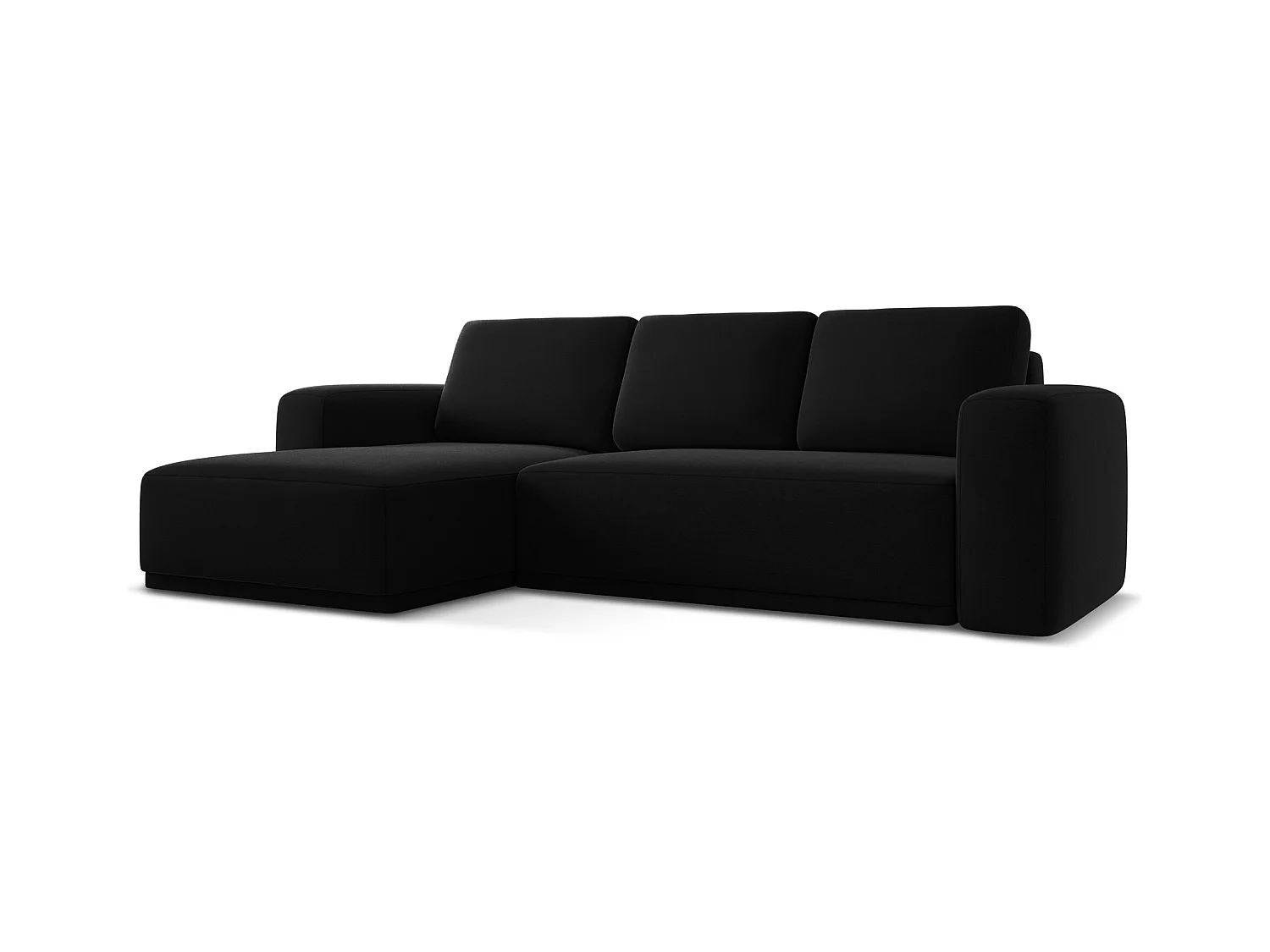 3-Sitzer Ecksofa mit Schlaffunktion - Ecke Links - Samt - Schwarz - KAILA