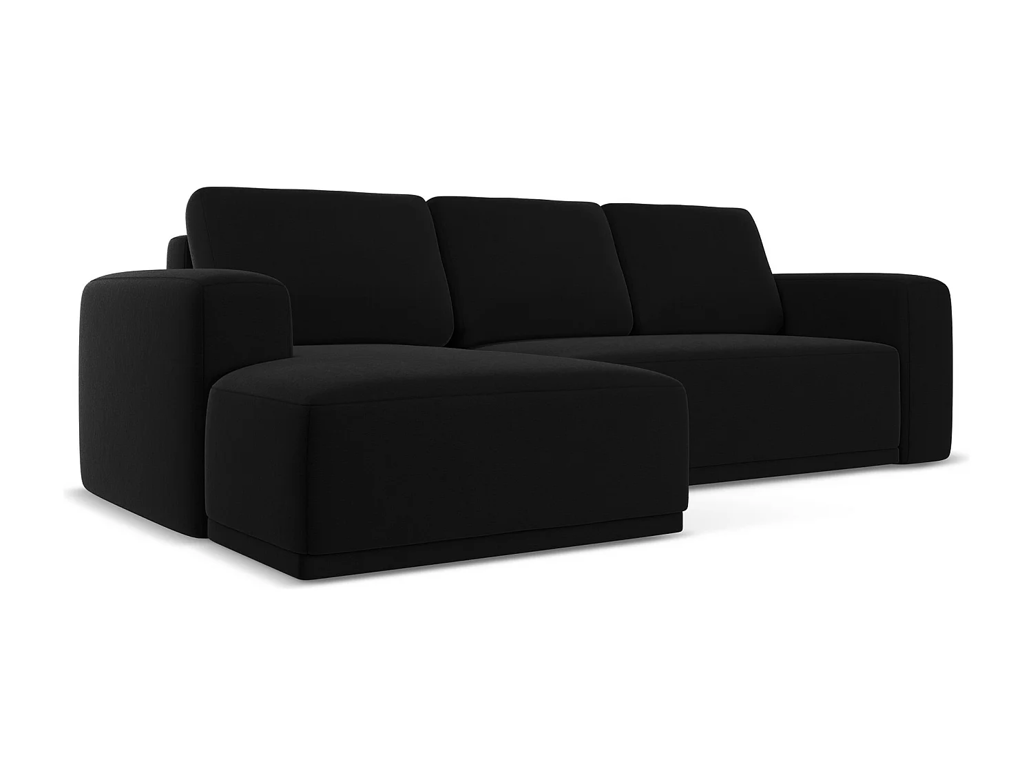 3-Sitzer Ecksofa mit Schlaffunktion - Ecke Links - Samt - Schwarz - KAILA
