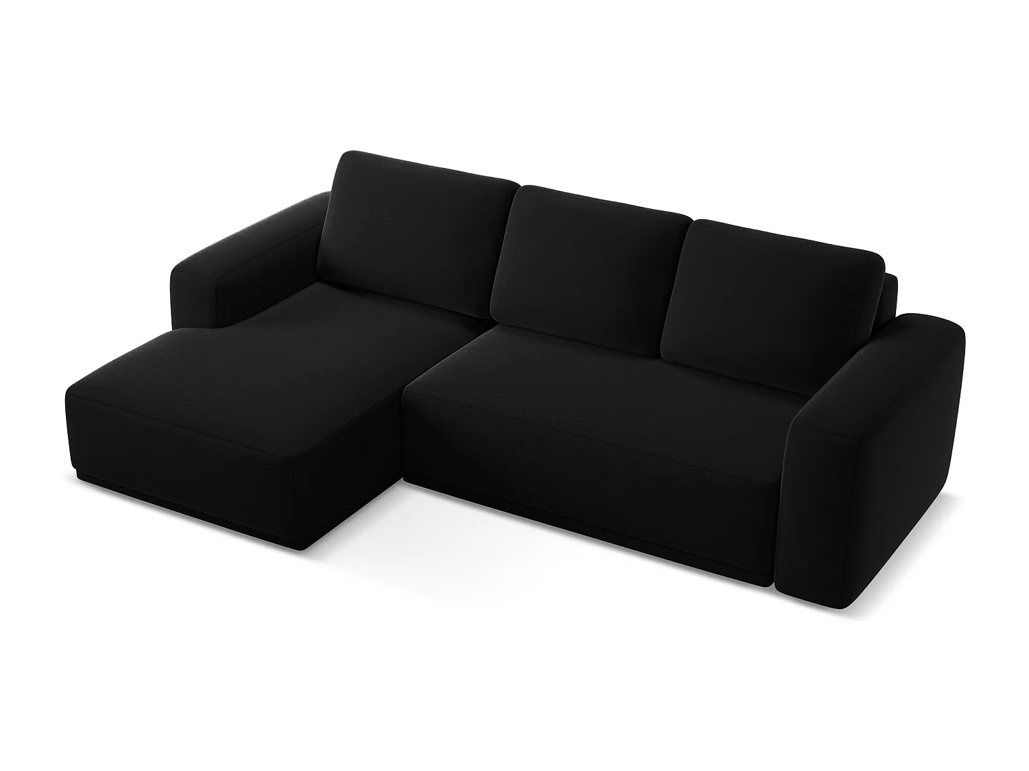 3-Sitzer Ecksofa mit Schlaffunktion - Ecke Links - Samt - Schwarz - KAILA
