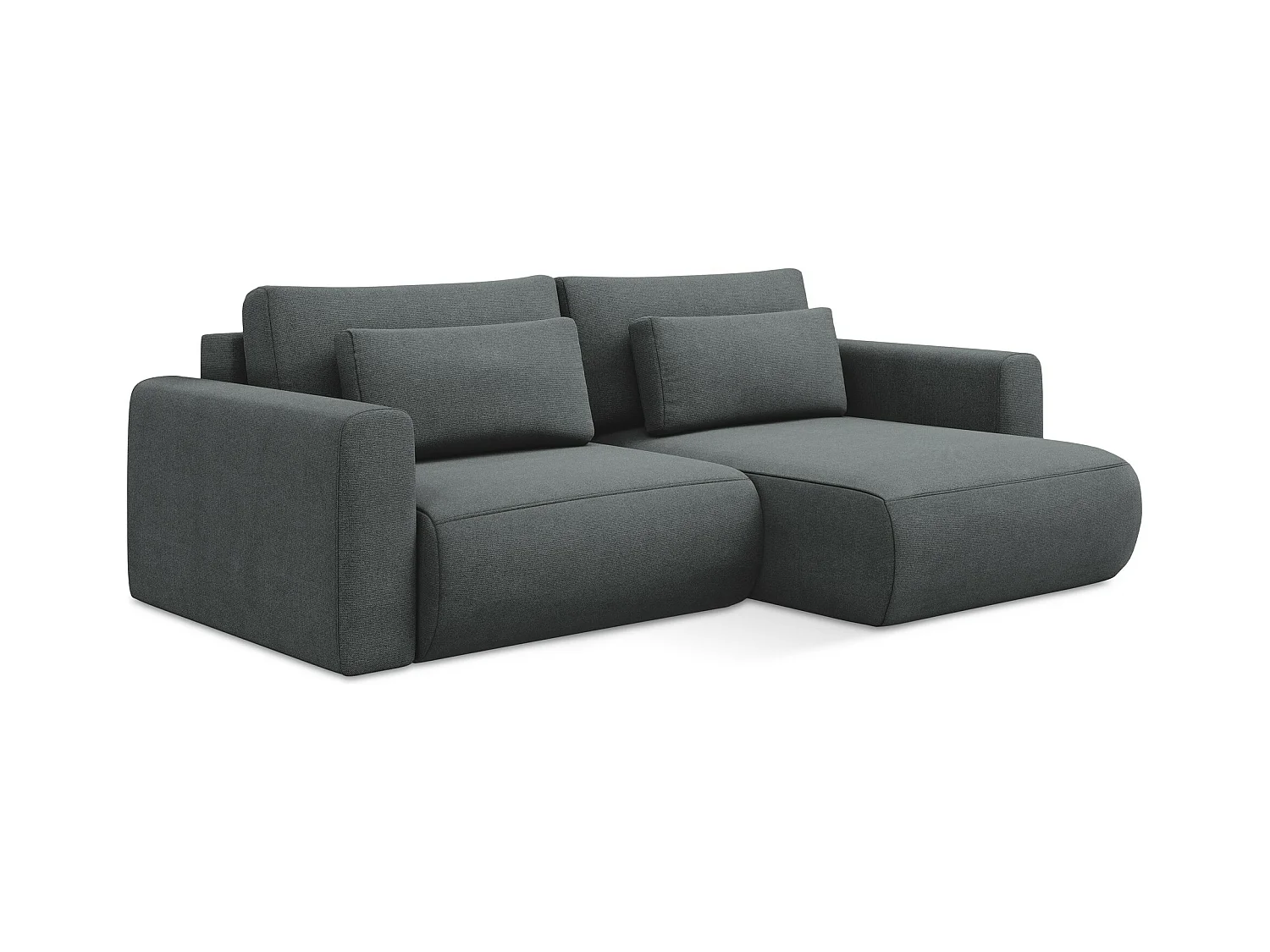 Canapé d’angle 2,5 places droit convertible en tissu texturé - gris - KAPUA