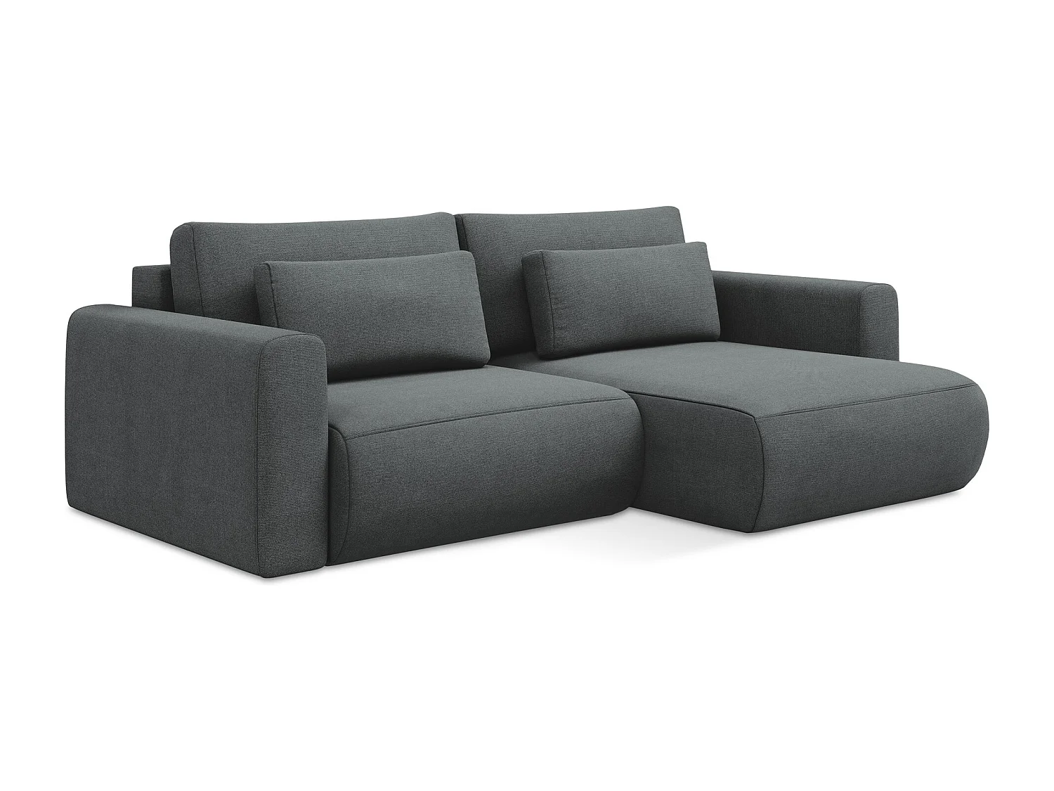 2-Sitzer Ecksofa mit Schlaffunktion - Ecke Rechts - Strukturstoff - Grau - KAPUA