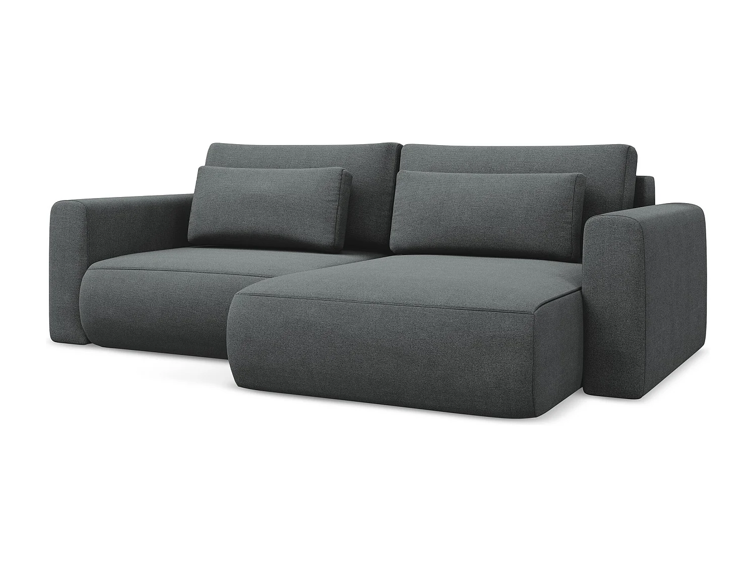 2-Sitzer Ecksofa mit Schlaffunktion - Ecke Rechts - Strukturstoff - Grau - KAPUA