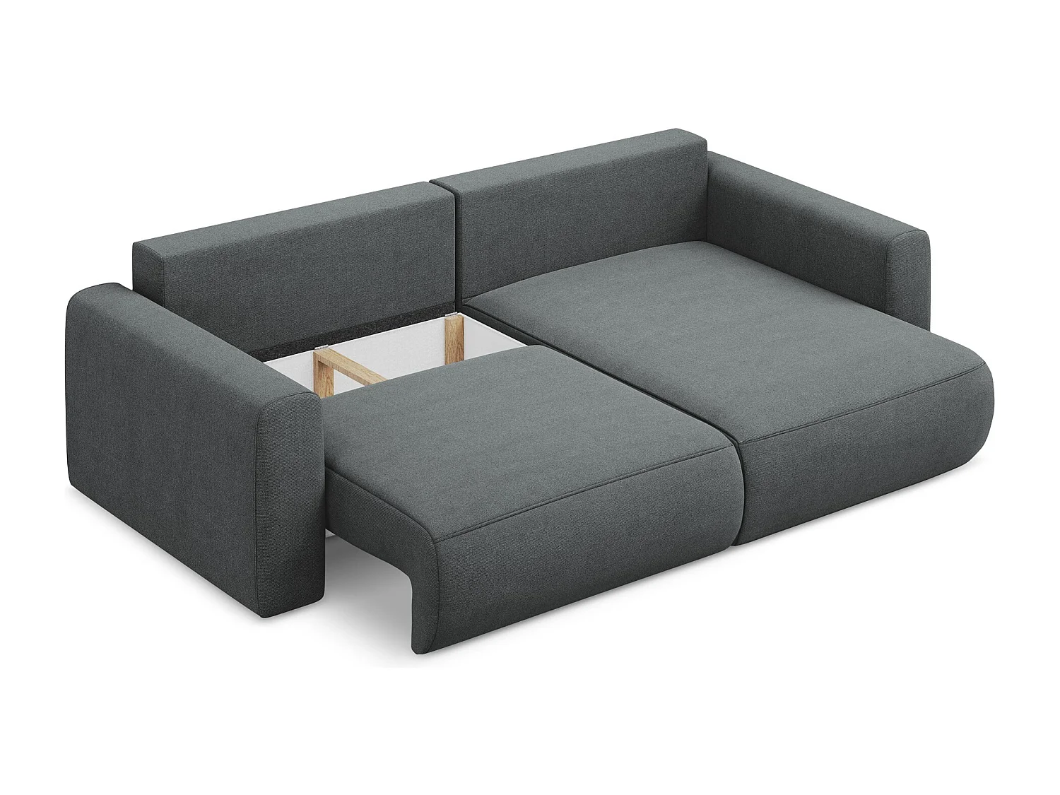 2-Sitzer Ecksofa mit Schlaffunktion - Ecke Rechts - Strukturstoff - Grau - KAPUA