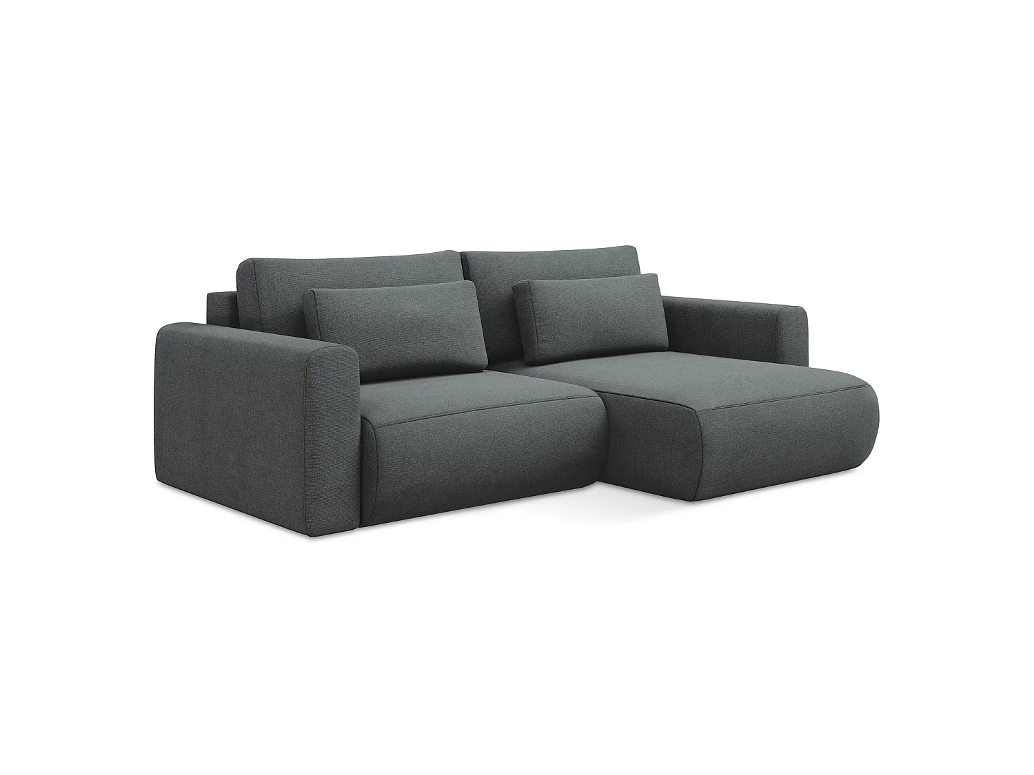 2-Sitzer Ecksofa mit Schlaffunktion - Ecke Rechts - Strukturstoff - Grau - PERUGIA