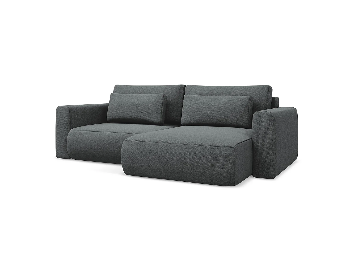 2-Sitzer Ecksofa mit Schlaffunktion - Ecke Rechts - Strukturstoff - Grau - PERUGIA