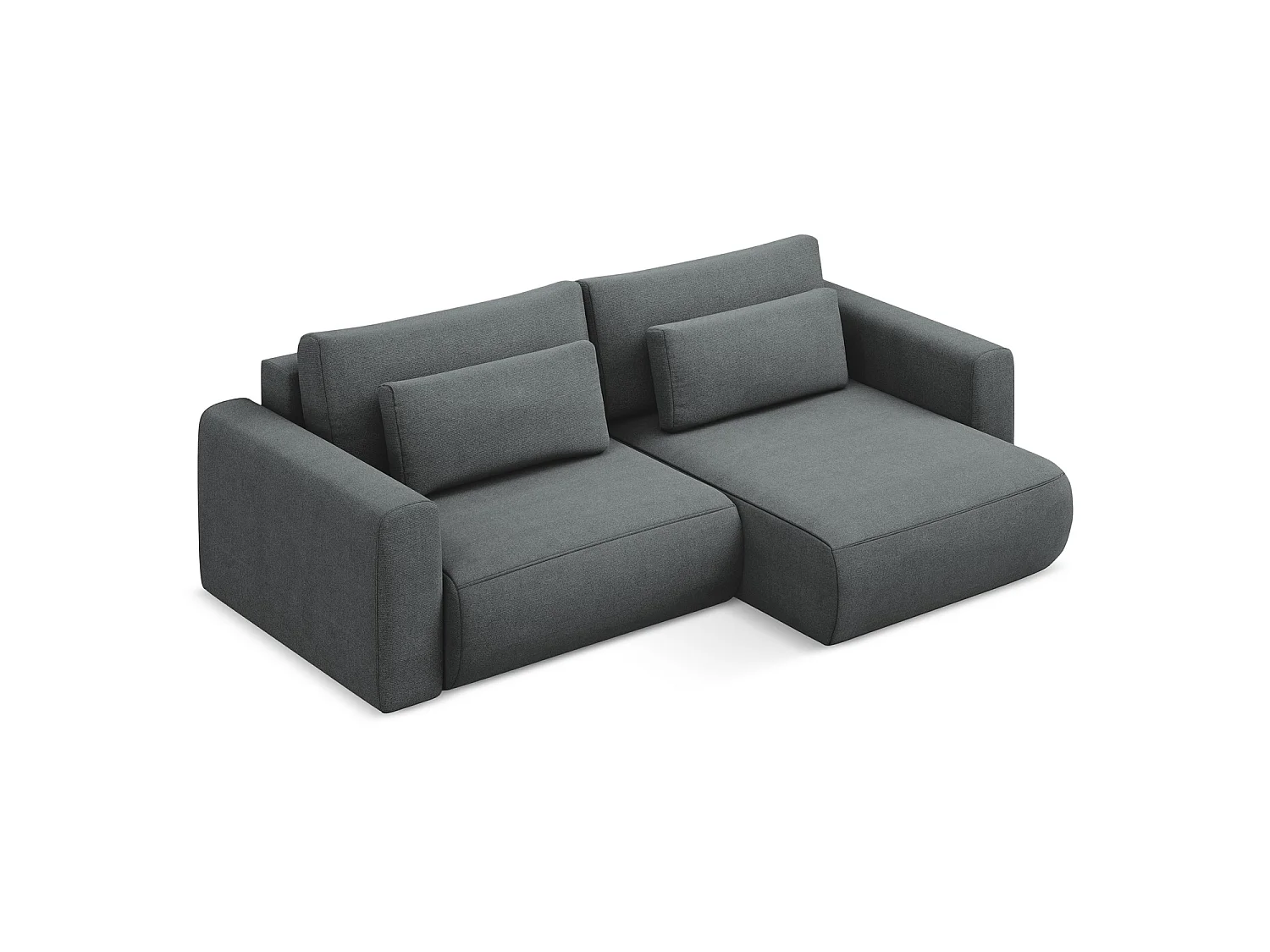 2-Sitzer Ecksofa mit Schlaffunktion - Ecke Rechts - Strukturstoff - Grau - PERUGIA