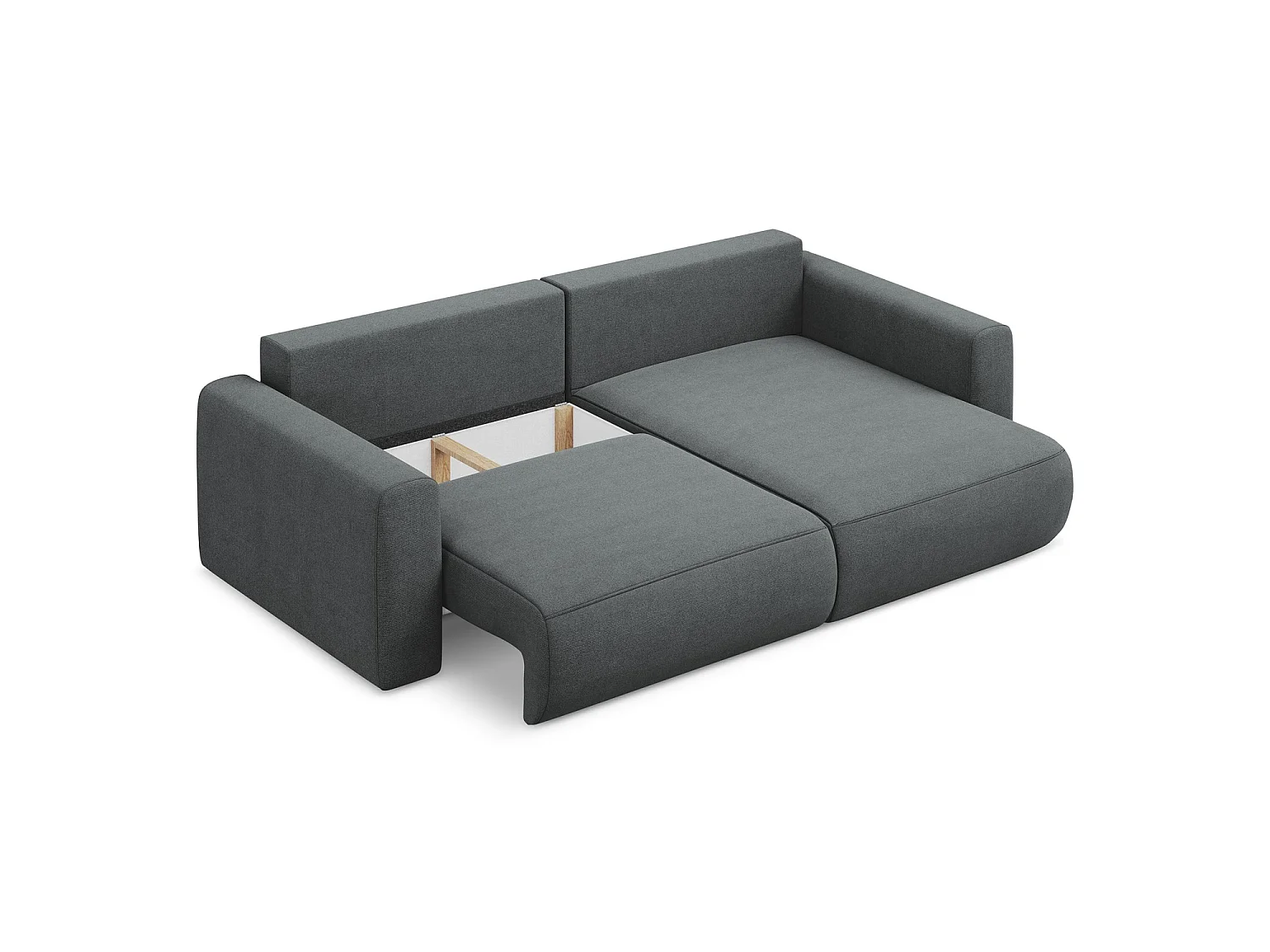 2-Sitzer Ecksofa mit Schlaffunktion - Ecke Rechts - Strukturstoff - Grau - PERUGIA