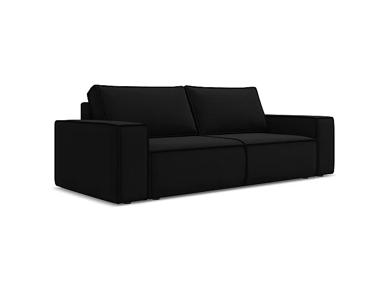 3-Sitzer Sofa mit Schlaffunktion - - Samt - Schwarz - KIMO