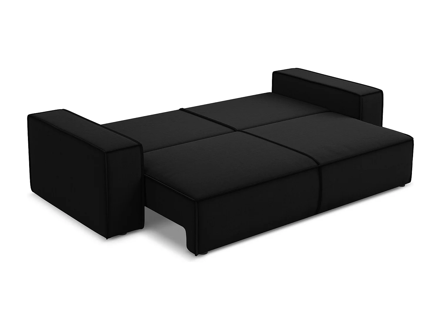 Canapé 3 places convertible en velours - noir - KIMO