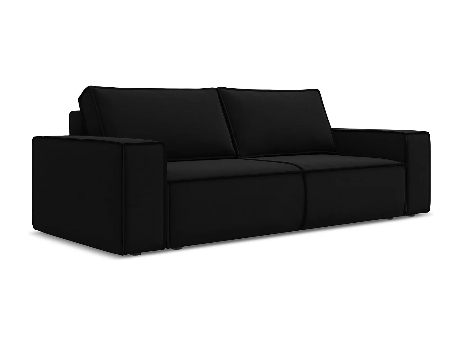 Canapé 3 places convertible en velours - noir - KIMO