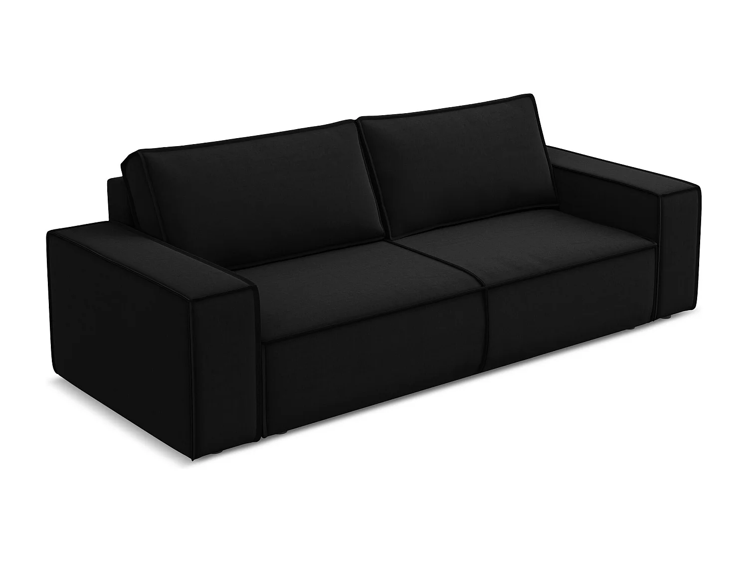 Canapé 3 places convertible en velours - noir - KIMO