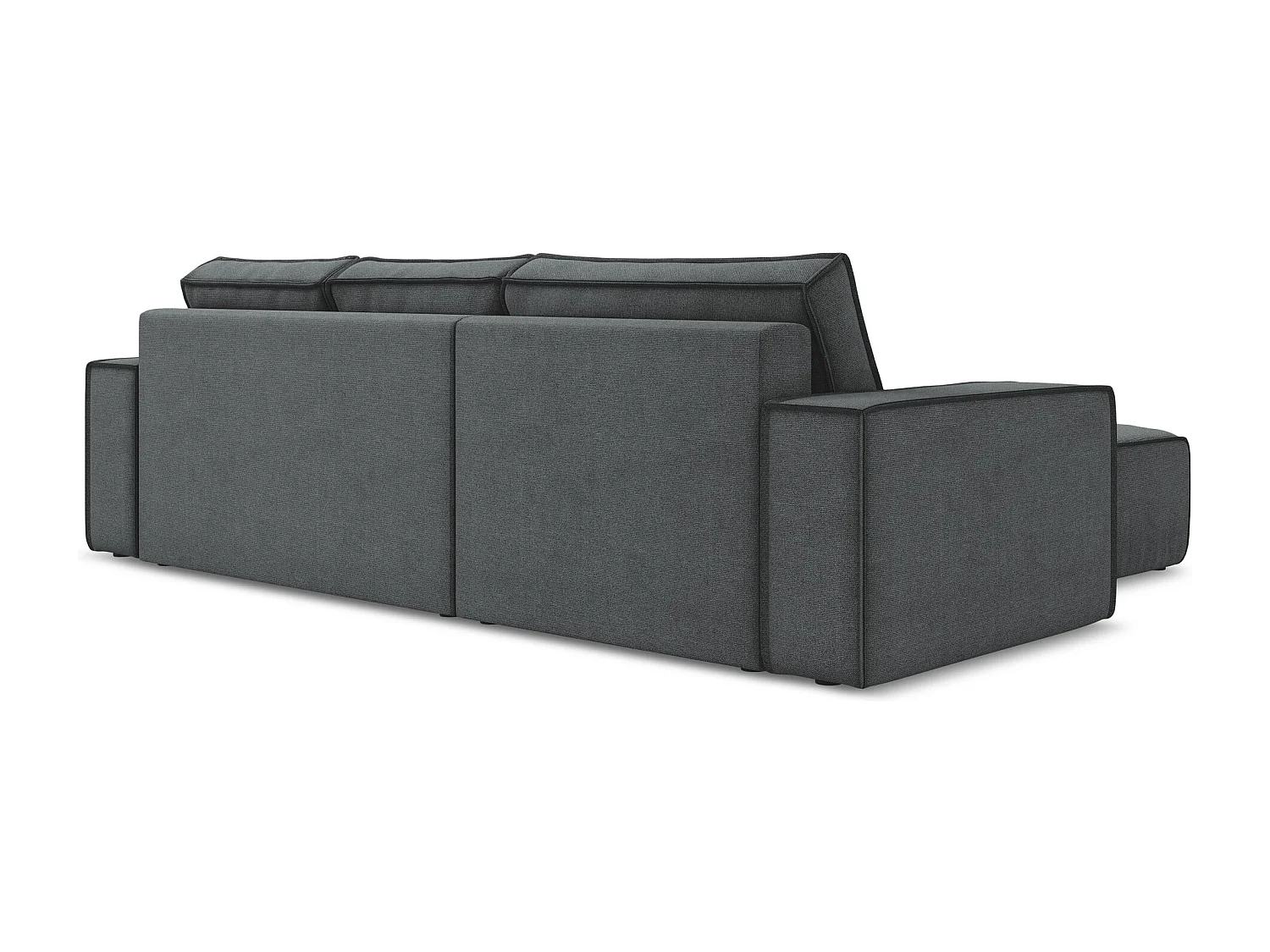 Canapé d’angle 3 places gauche convertible en tissu texturé - gris - KIMO