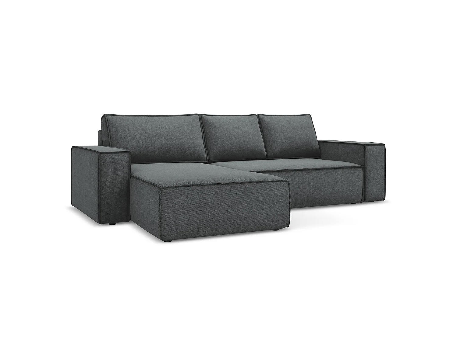 3-Sitzer Ecksofa mit Schlaffunktion - Ecke Links - Strukturstoff - Grau - LIVORNO