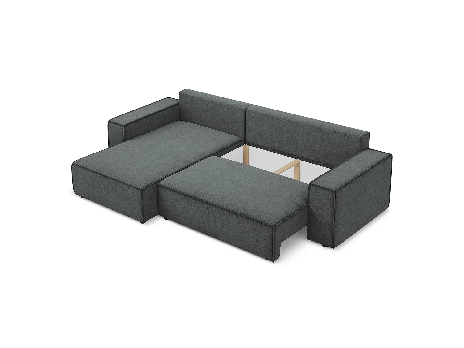 3-Sitzer Ecksofa mit Schlaffunktion - Ecke Links - Strukturstoff - Grau - LIVORNO