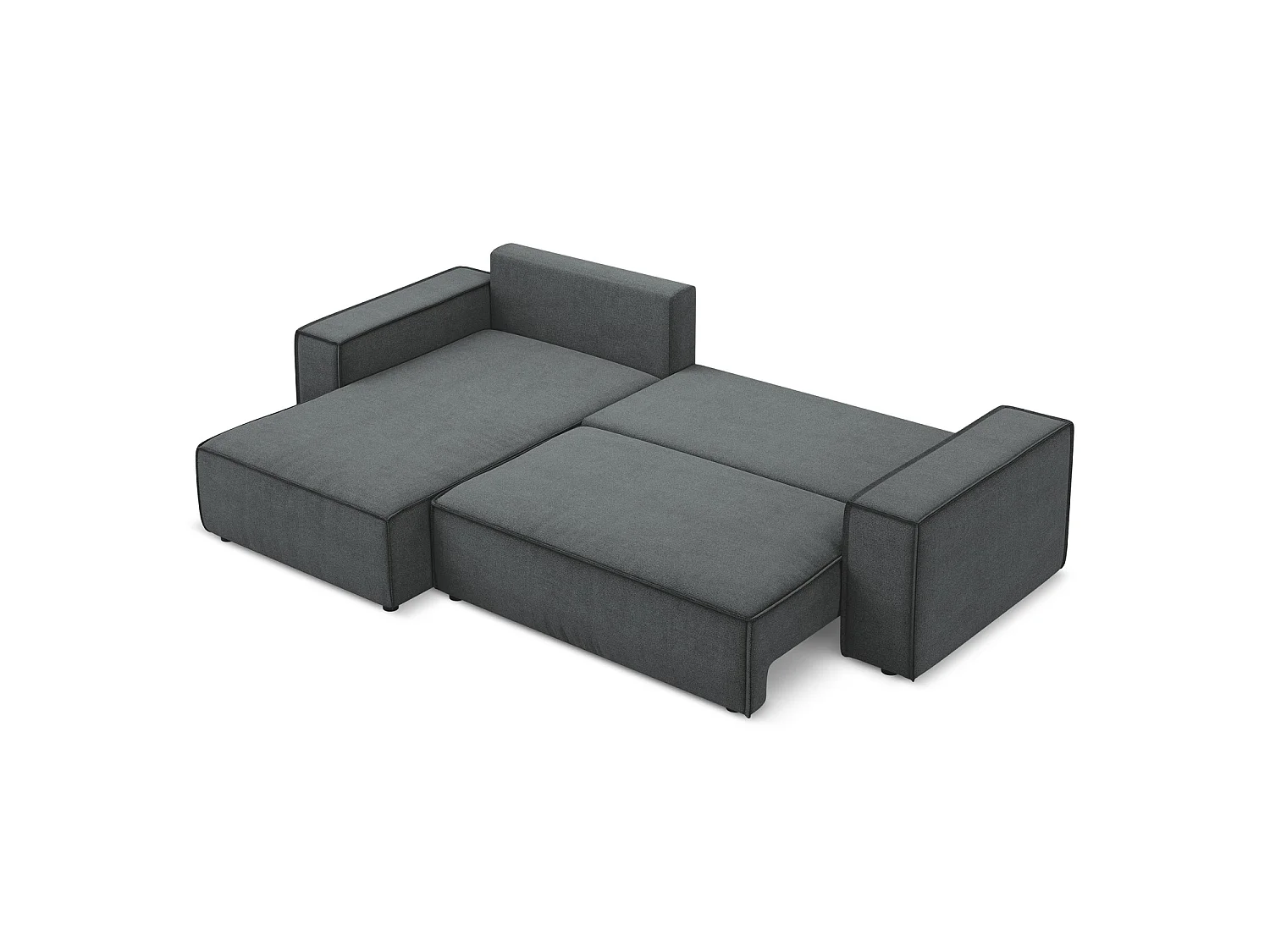 3-Sitzer Ecksofa mit Schlaffunktion - Ecke Links - Strukturstoff - Grau - LIVORNO
