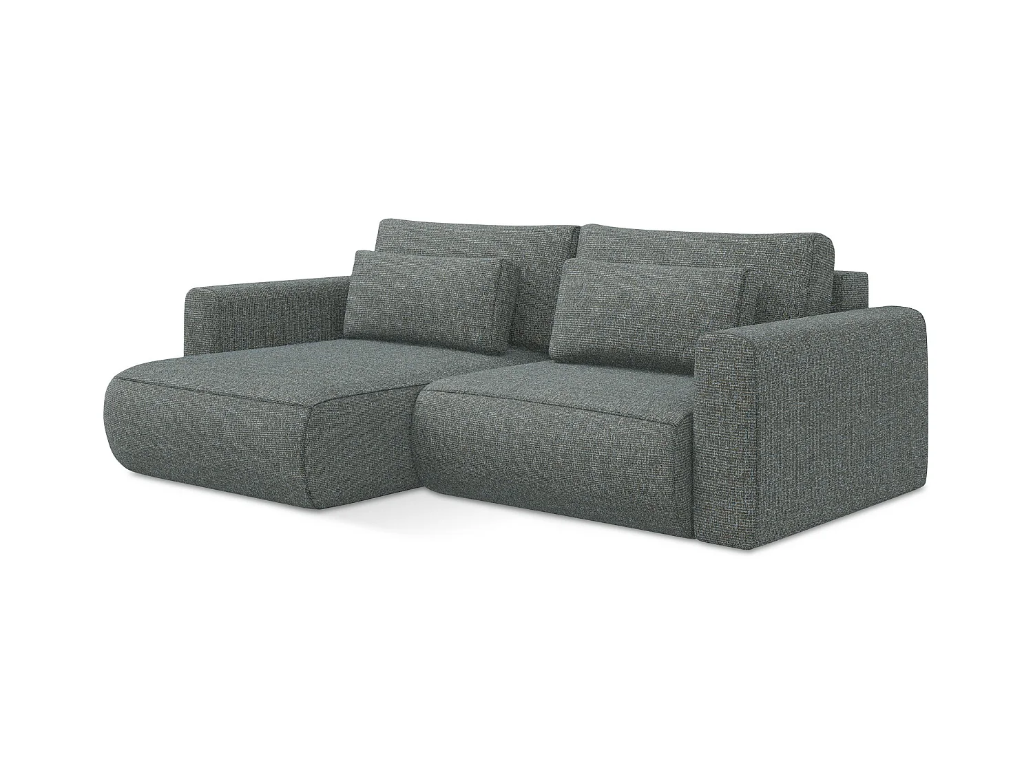 Canapé d’angle 2,5 places gauche convertible en tissu texturé - acier - KAPUA
