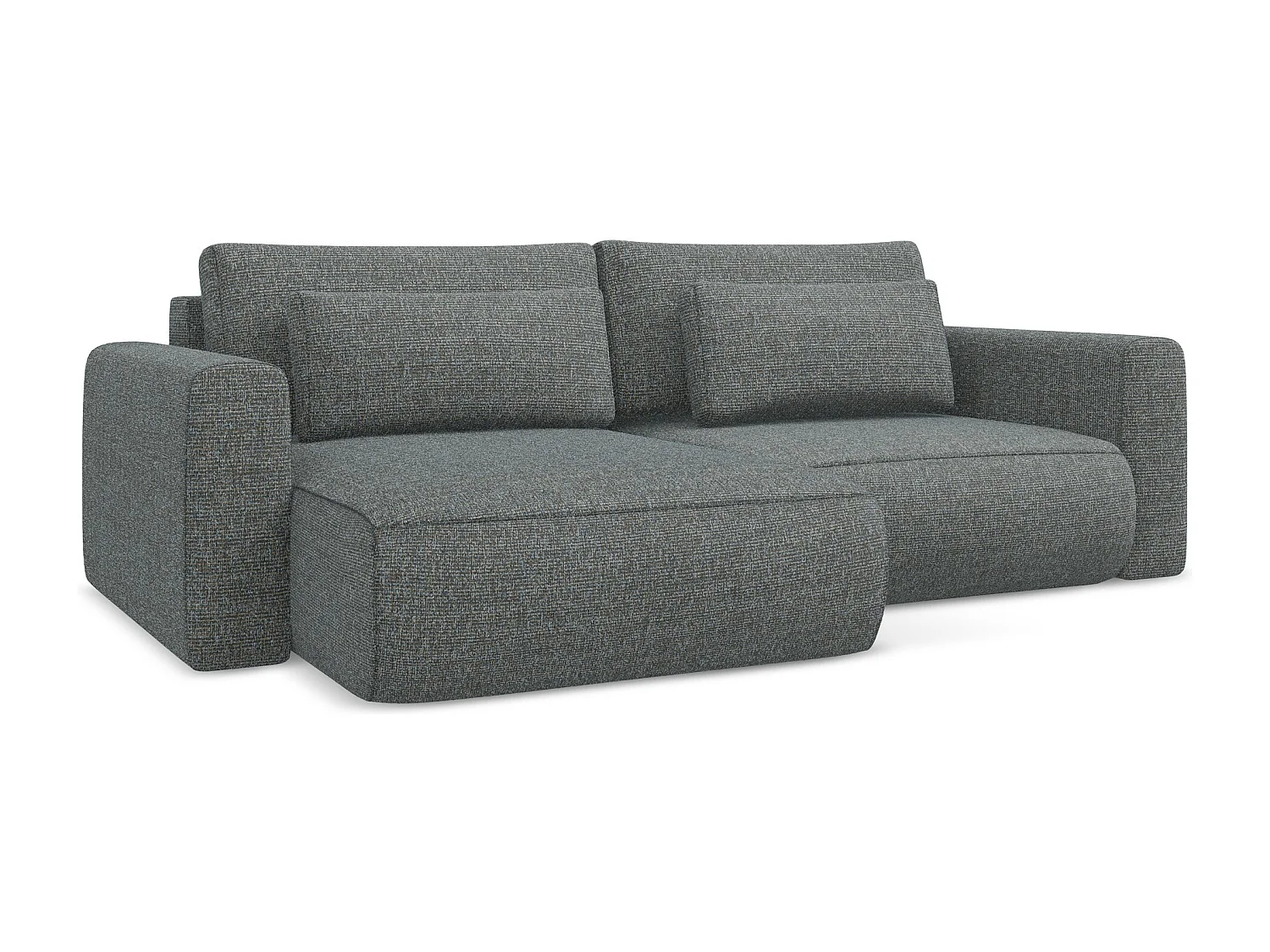 Narożnik lewostronny z funkcją spania - z tkaniny strukturalnej - stalowy - KAPUA