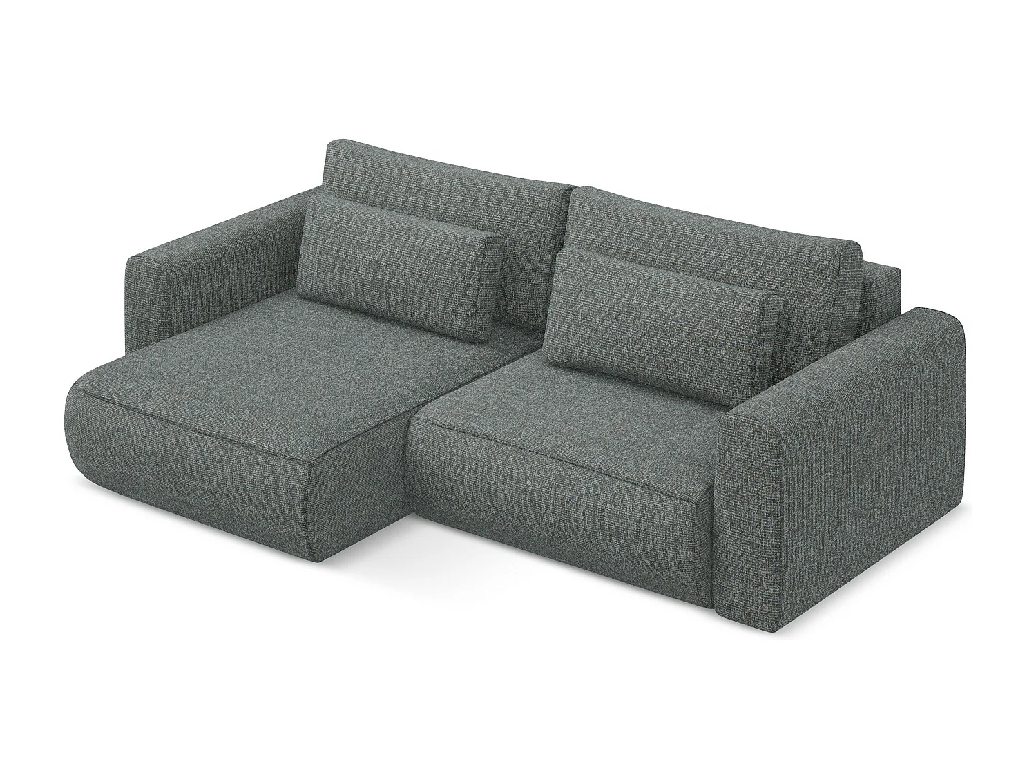 Narożnik lewostronny z funkcją spania - z tkaniny strukturalnej - stalowy - KAPUA