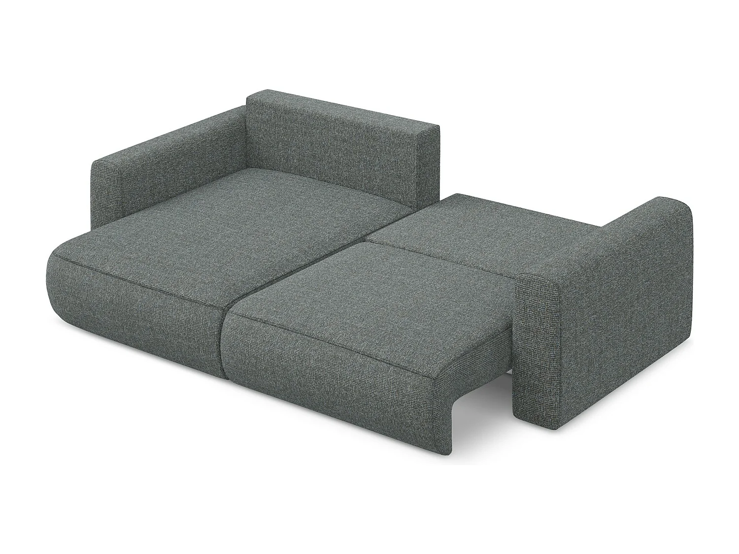 Narożnik lewostronny z funkcją spania - z tkaniny strukturalnej - stalowy - KAPUA