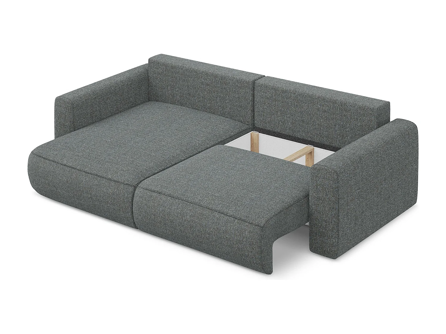 Narożnik lewostronny z funkcją spania - z tkaniny strukturalnej - stalowy - KAPUA