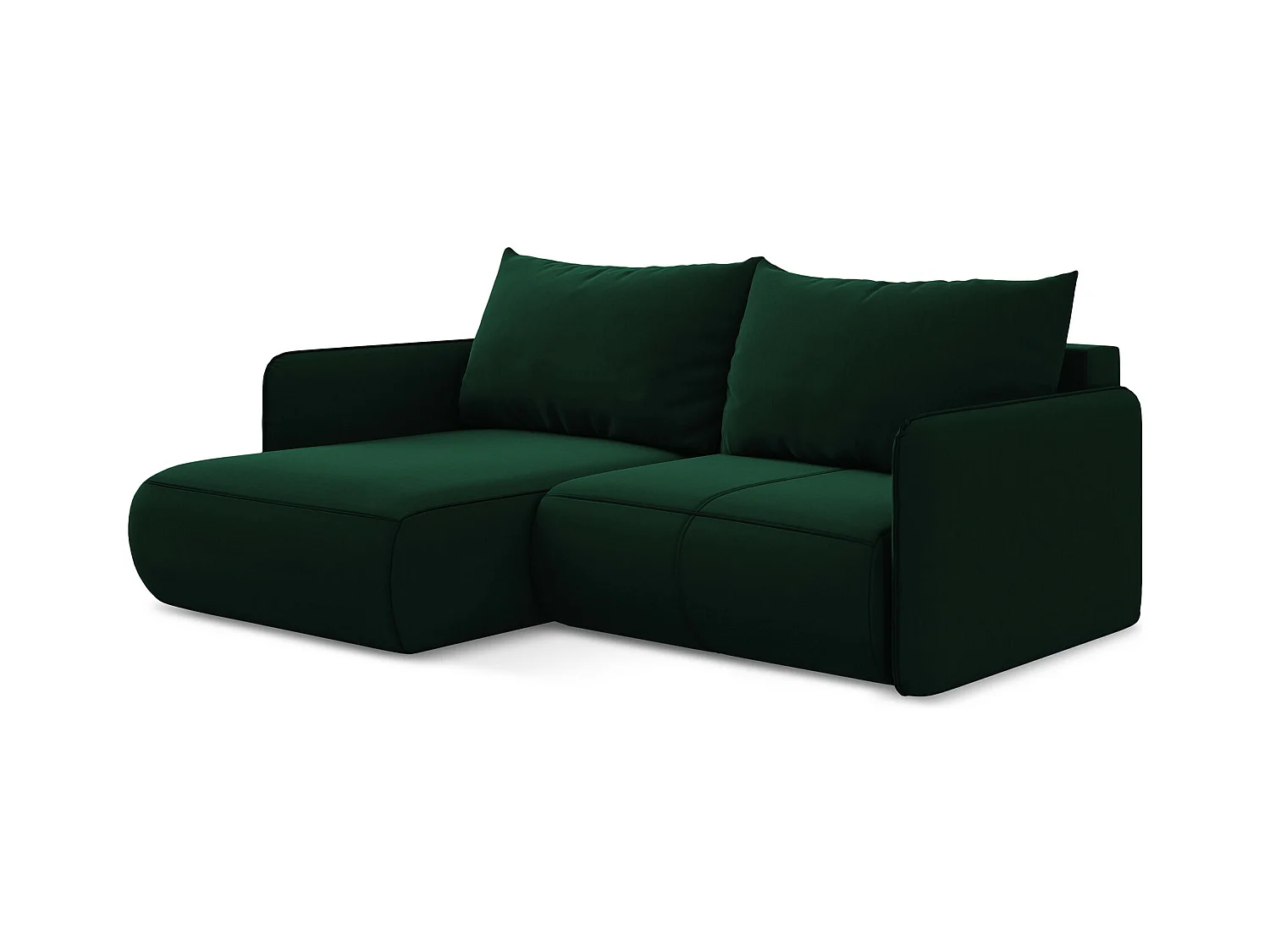 Canapé d’angle 2,5 places gauche convertible en velours - bouteille verte - NANEA