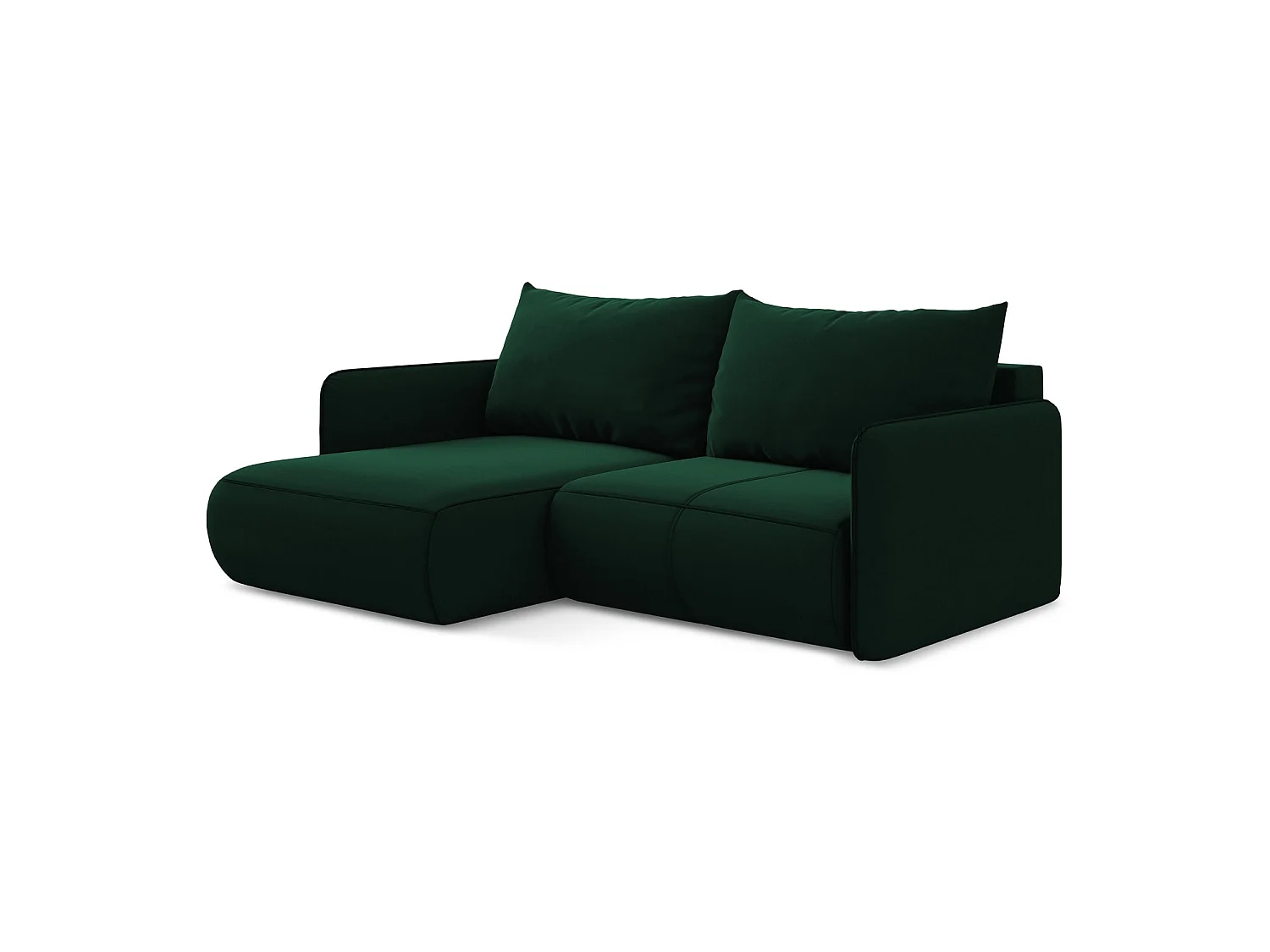 2,5-Sitzer Ecksofa mit Schlaffunktion - Ecke Links - Samt - Flaschengrün - PALERMO