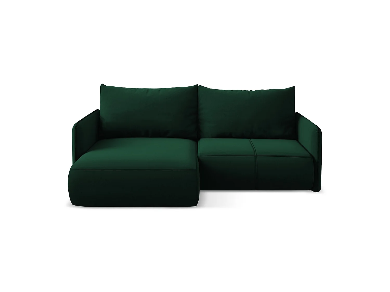 2,5-Sitzer Ecksofa mit Schlaffunktion - Ecke Links - Samt - Flaschengrün - PALERMO