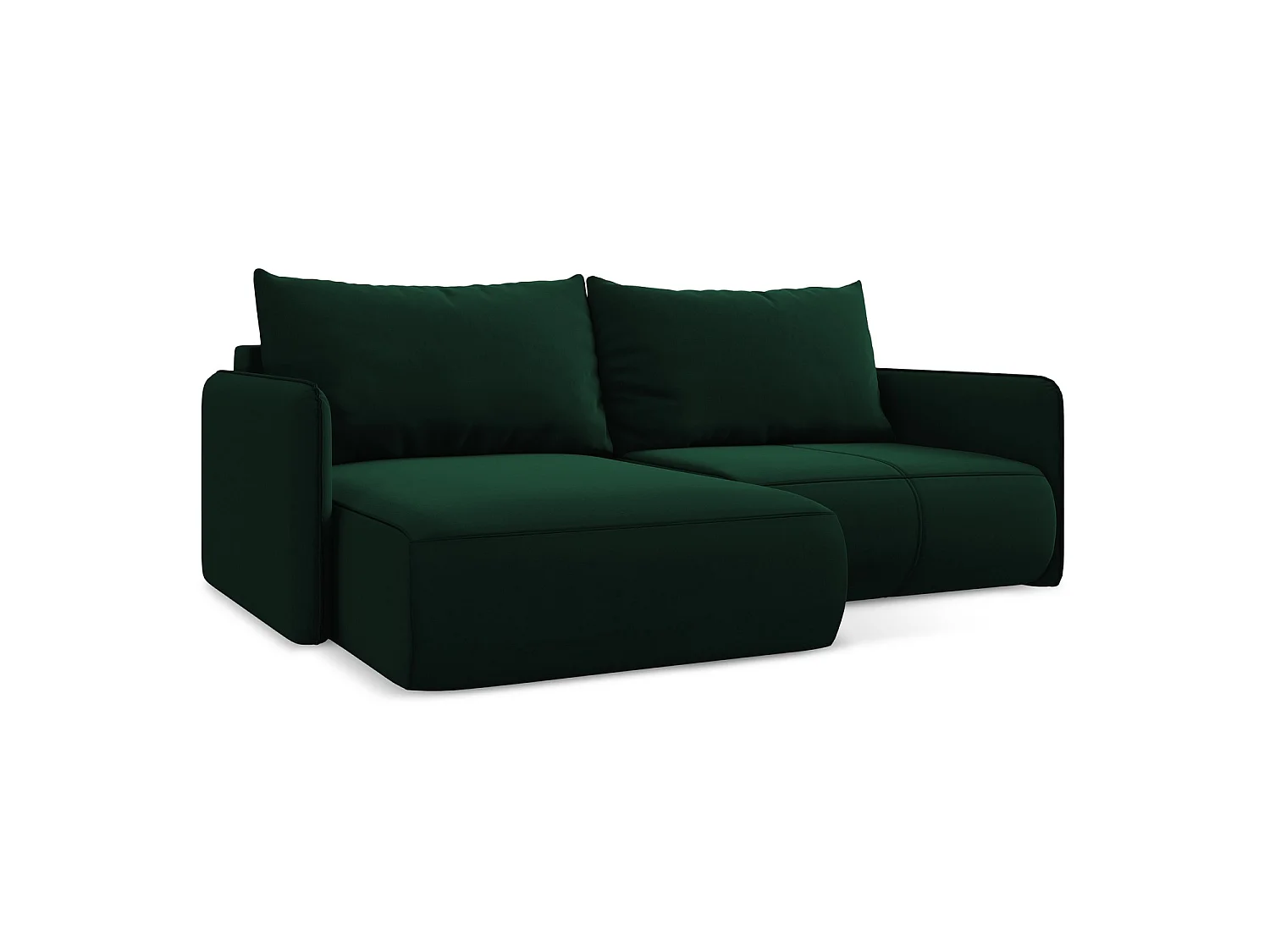 2,5-Sitzer Ecksofa mit Schlaffunktion - Ecke Links - Samt - Flaschengrün - PALERMO