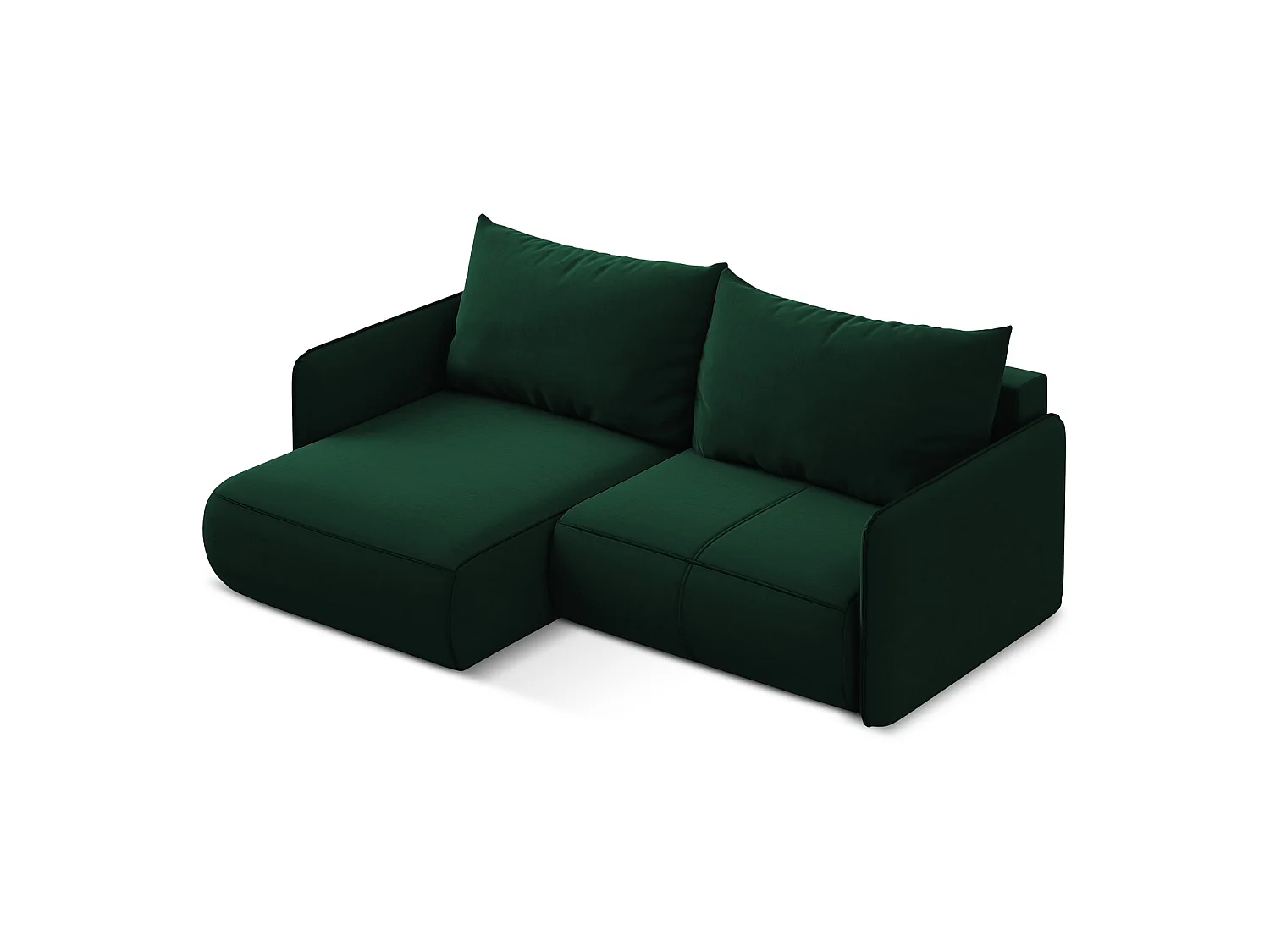 2,5-Sitzer Ecksofa mit Schlaffunktion - Ecke Links - Samt - Flaschengrün - PALERMO