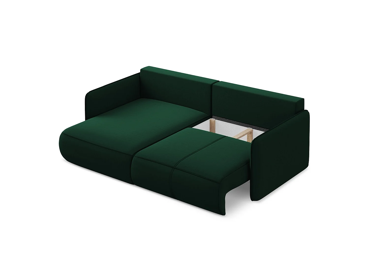 2,5-Sitzer Ecksofa mit Schlaffunktion - Ecke Links - Samt - Flaschengrün - PALERMO