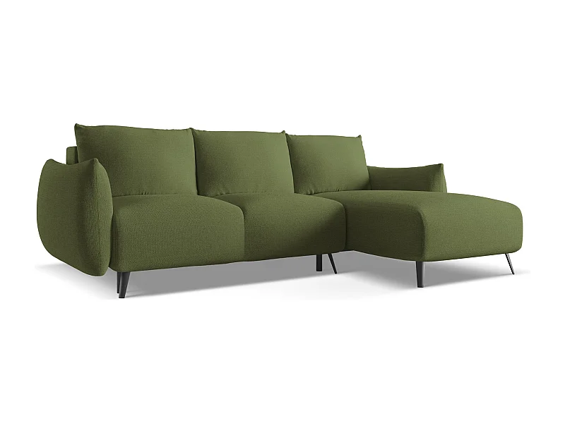 Ecksofa mit Schlaffunktion - Ecke Rechts - Chenille - Flaschengrün - MALIE