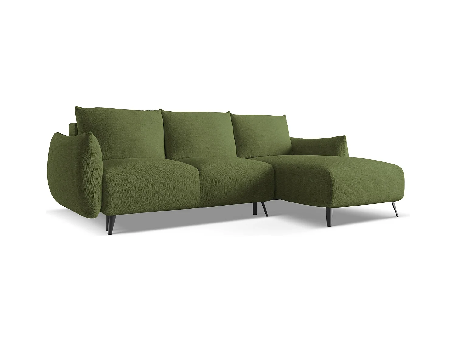 Ecksofa mit Schlaffunktion - Ecke Rechts - Chenille - Flaschengrün - MALIE