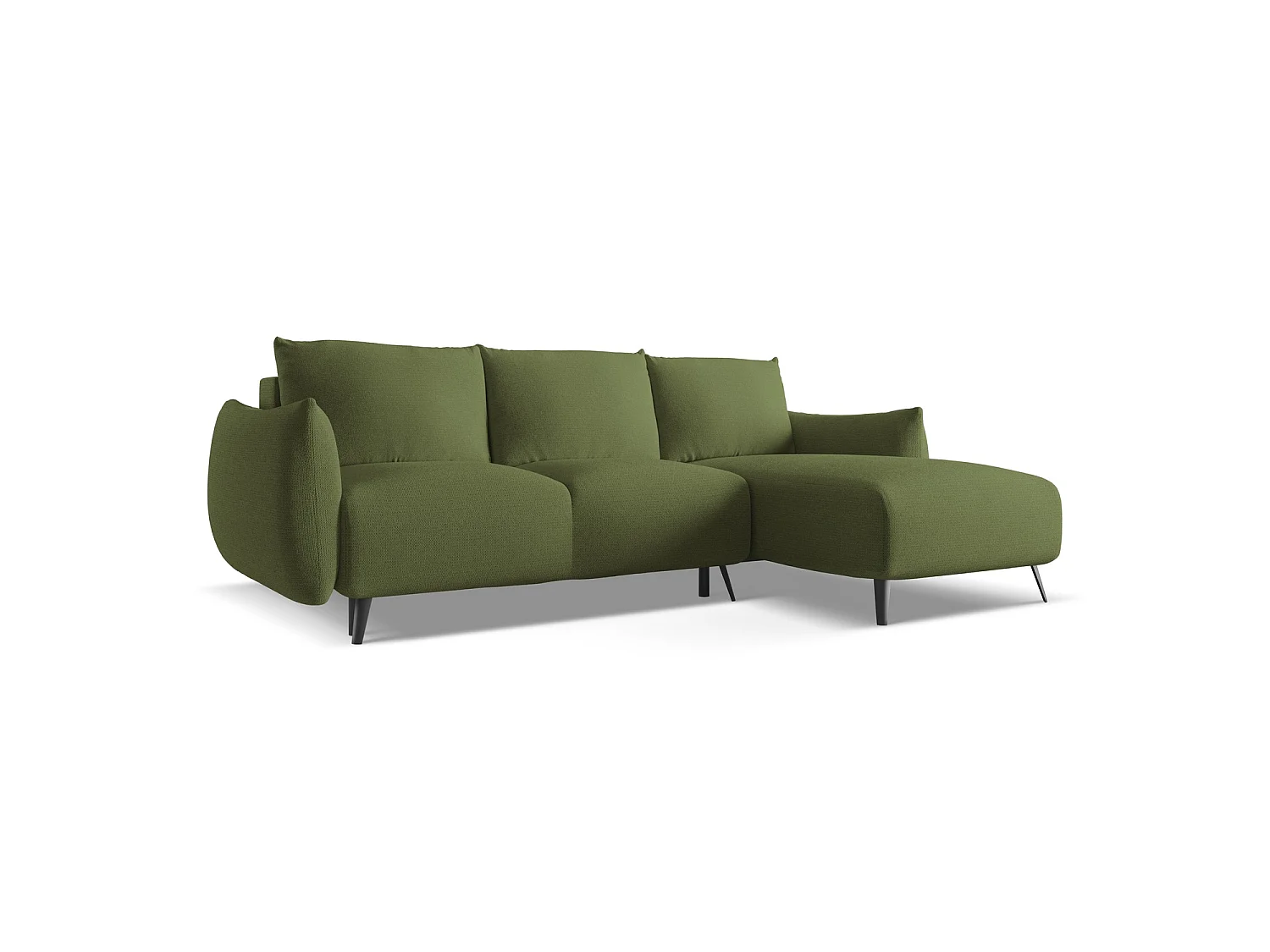 Canapé d'angle droit convertible en tissu chenille - bouteille verte - GENOVA