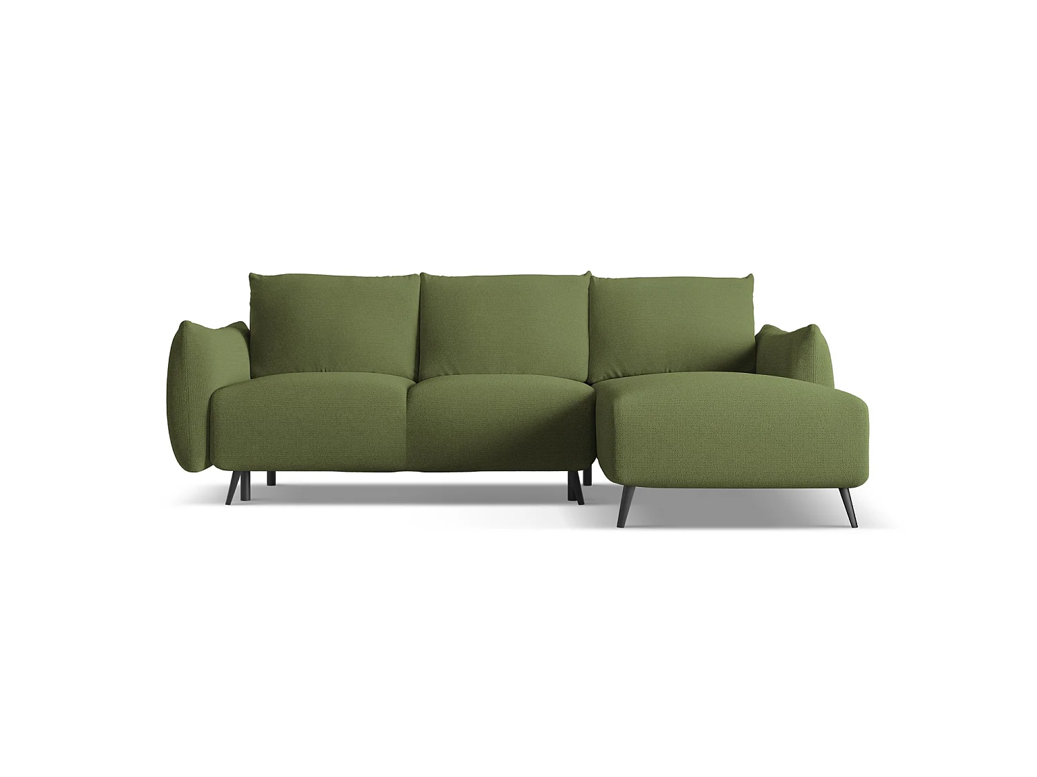 Canapé d'angle droit convertible en tissu chenille - bouteille verte - GENOVA