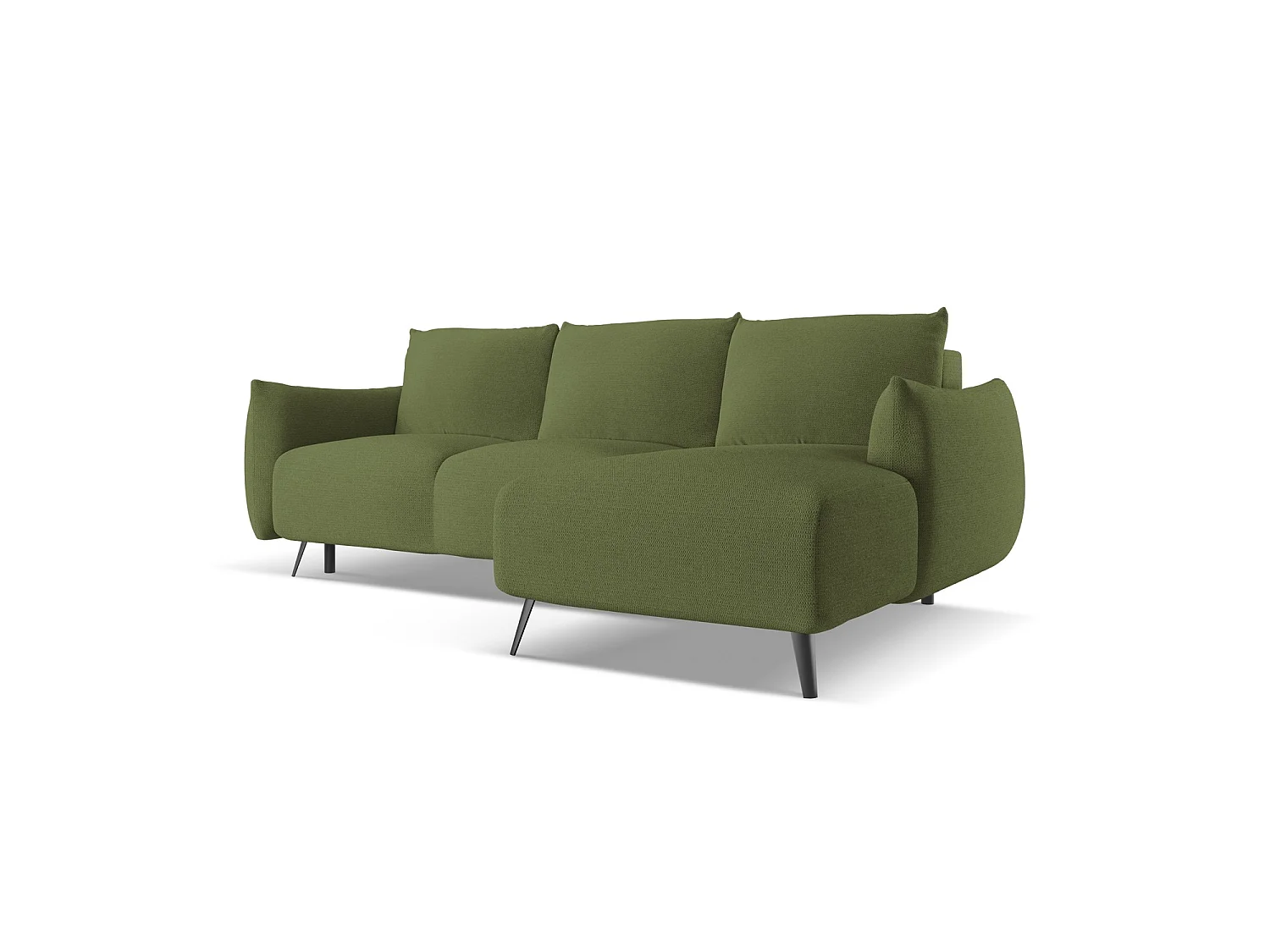 Canapé d'angle droit convertible en tissu chenille - bouteille verte - GENOVA