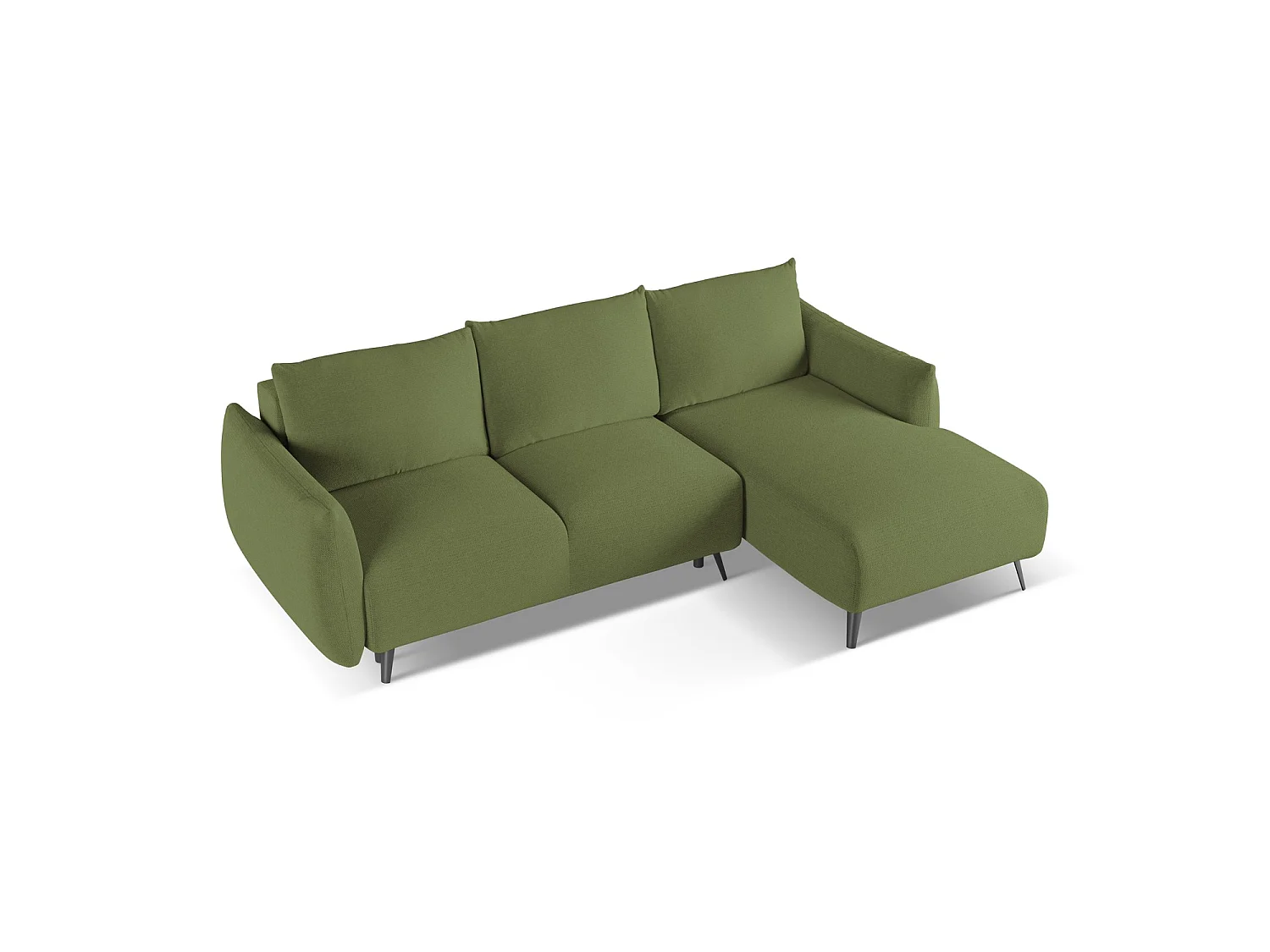 Canapé d'angle droit convertible en tissu chenille - bouteille verte - GENOVA