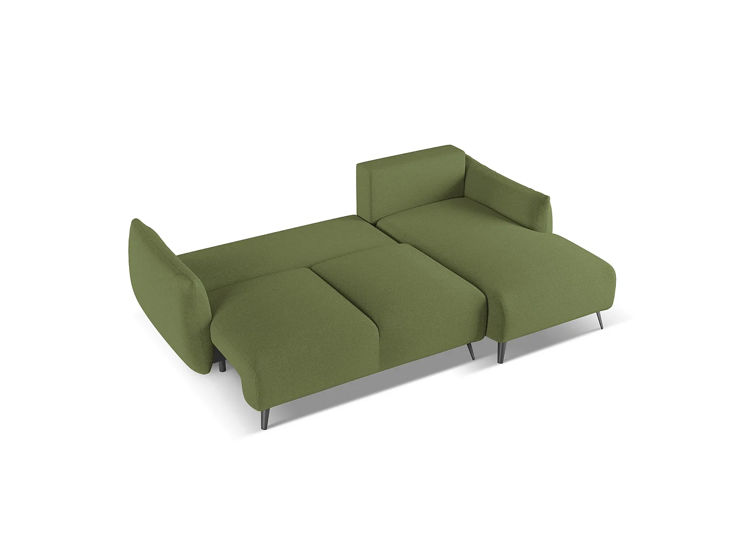 Canapé d'angle droit convertible en tissu chenille - bouteille verte - GENOVA