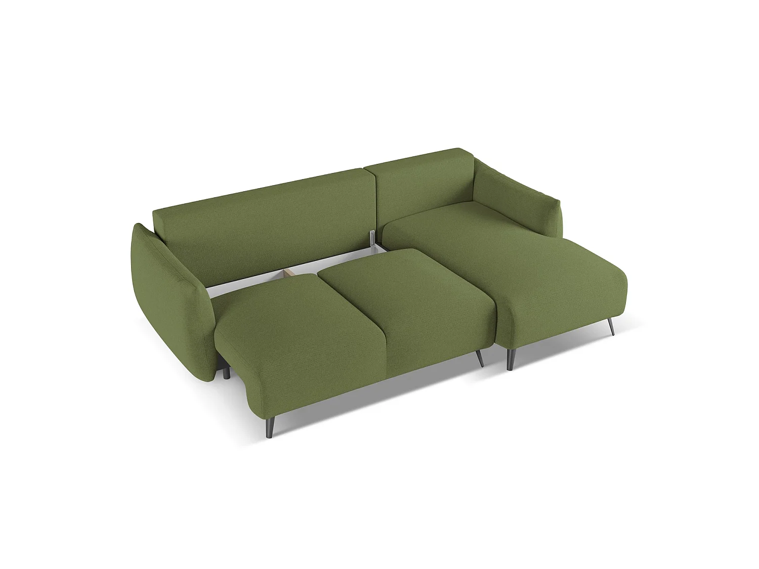 Canapé d'angle droit convertible en tissu chenille - bouteille verte - GENOVA