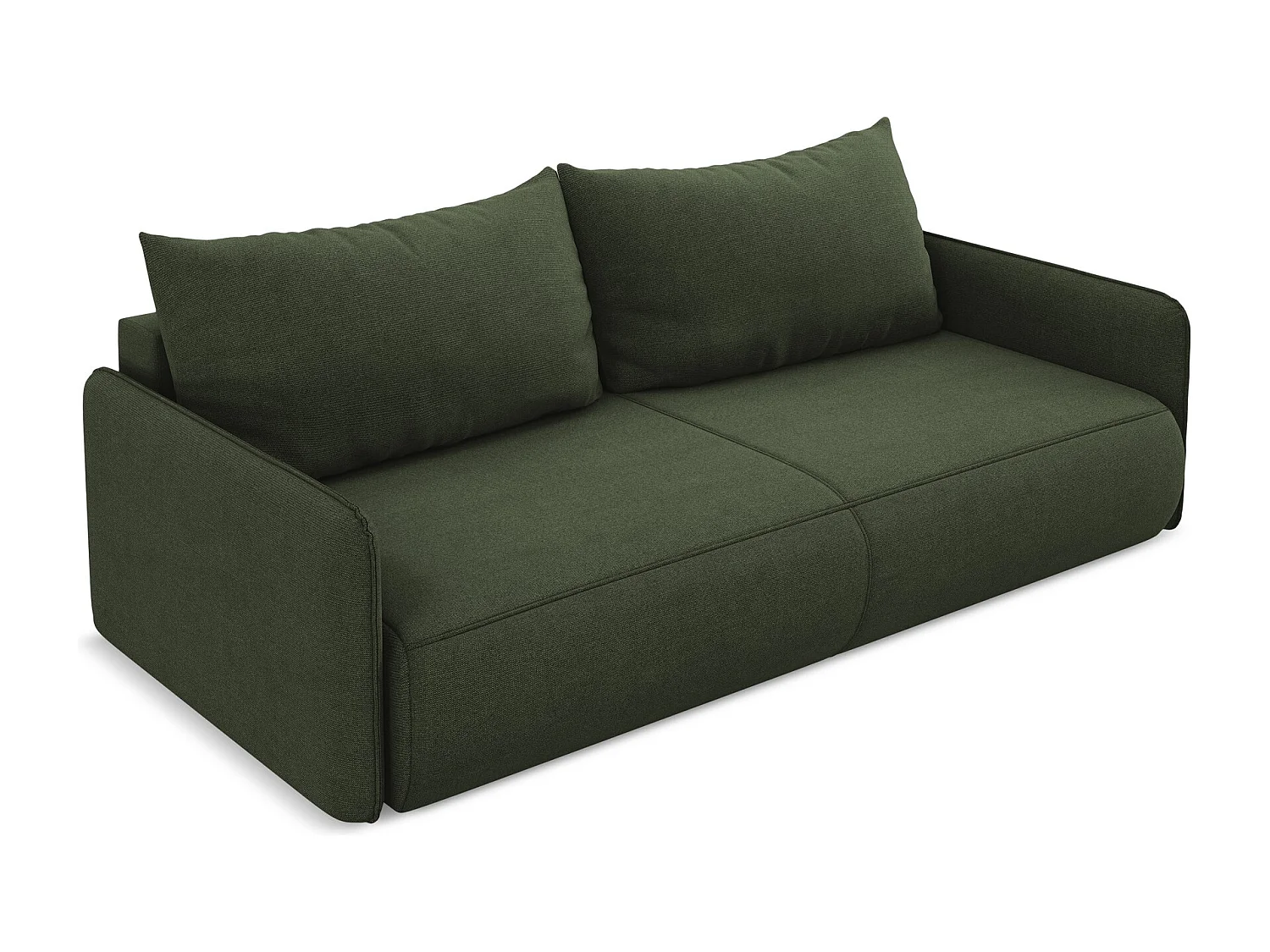 3-Sitzer Sofa mit Schlaffunktion - - Strukturstoff - Olive - NANEA