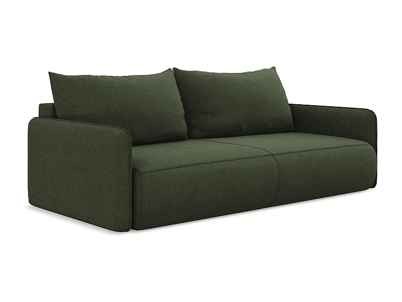 Canapé 3 places convertible en tissu texturé - olive - NANEA