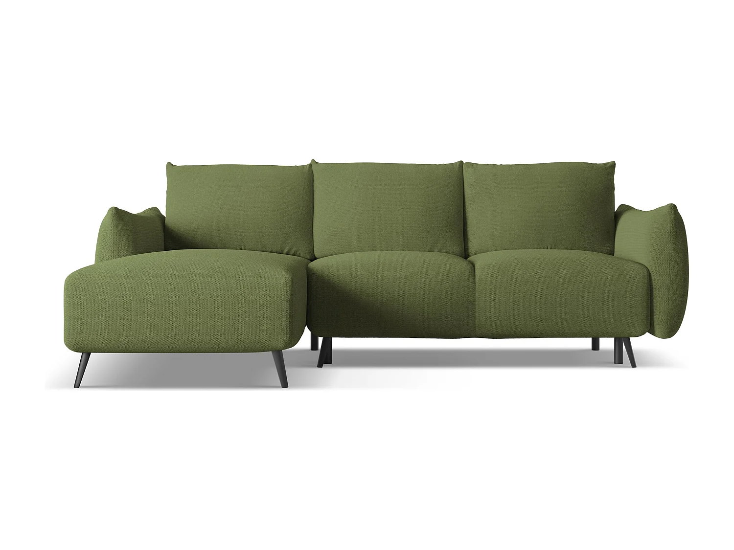 3-Sitzer Ecksofa mit Schlaffunktion - Ecke Links - Chenille - Flaschengrün - MALIE