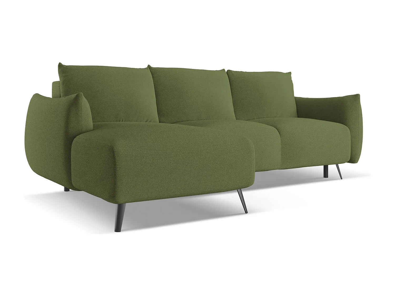 3-Sitzer Ecksofa mit Schlaffunktion - Ecke Links - Chenille - Flaschengrün - MALIE