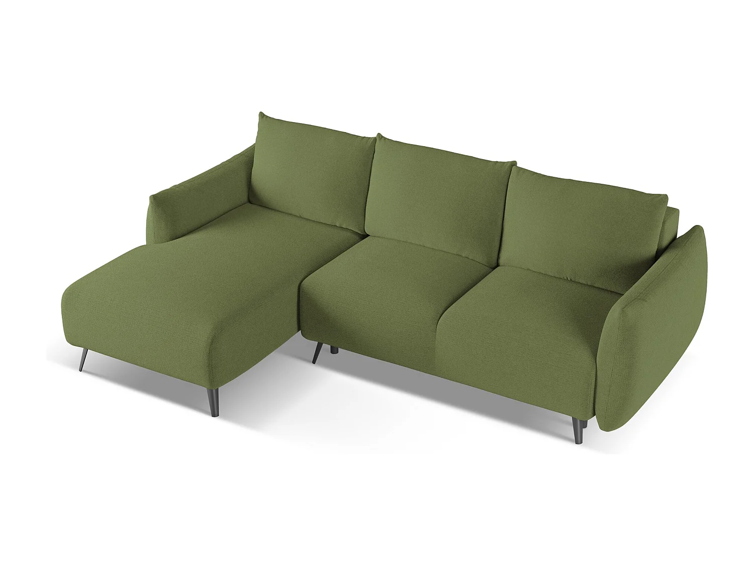 3-Sitzer Ecksofa mit Schlaffunktion - Ecke Links - Chenille - Flaschengrün - MALIE