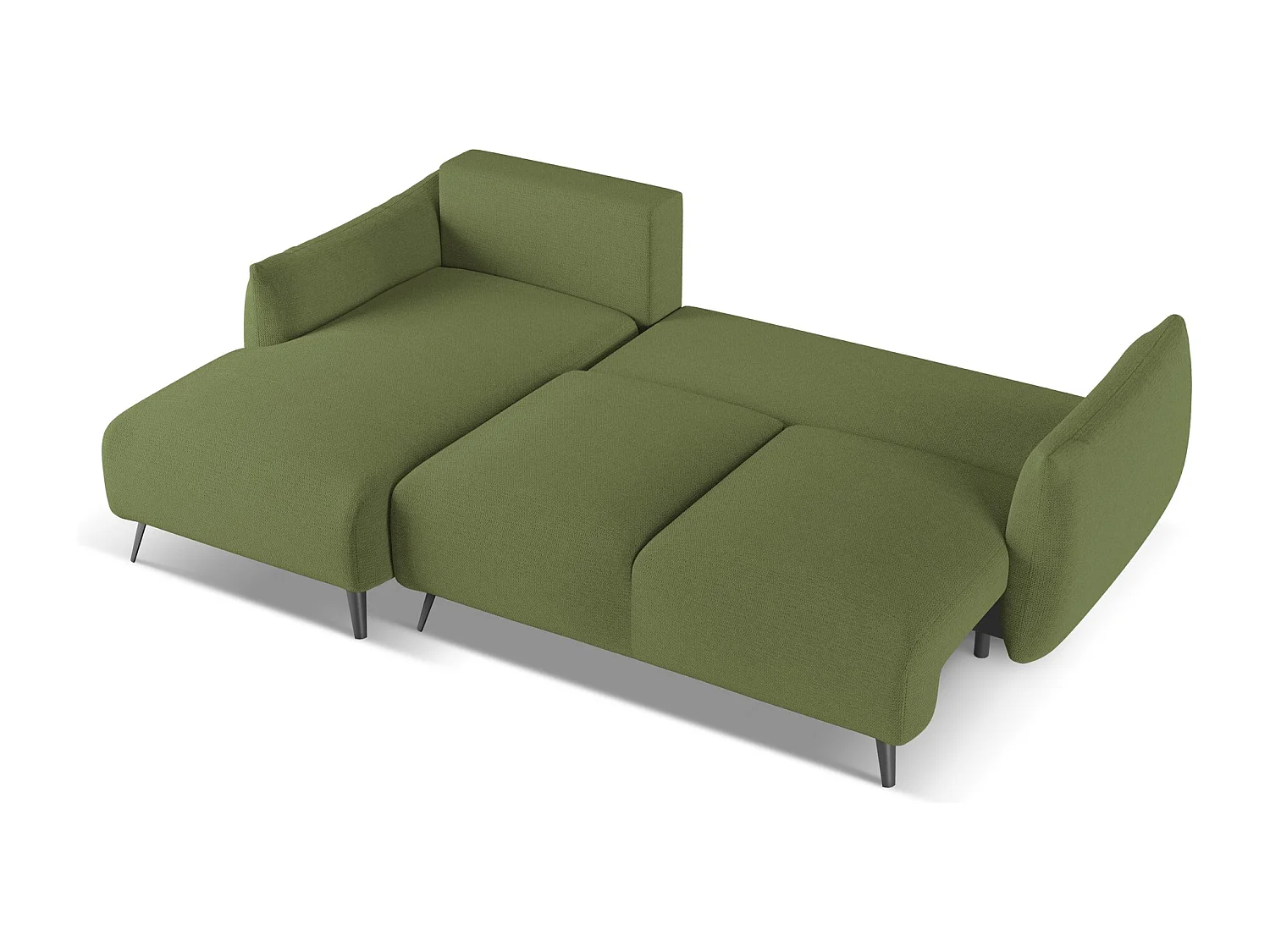 3-Sitzer Ecksofa mit Schlaffunktion - Ecke Links - Chenille - Flaschengrün - MALIE