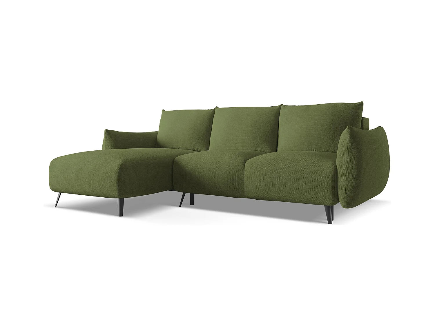3-Sitzer Ecksofa mit Schlaffunktion - Ecke Links - Chenille - Flaschengrün - MALIE